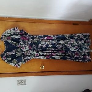 Blue Floral High-Low Maxi Dress